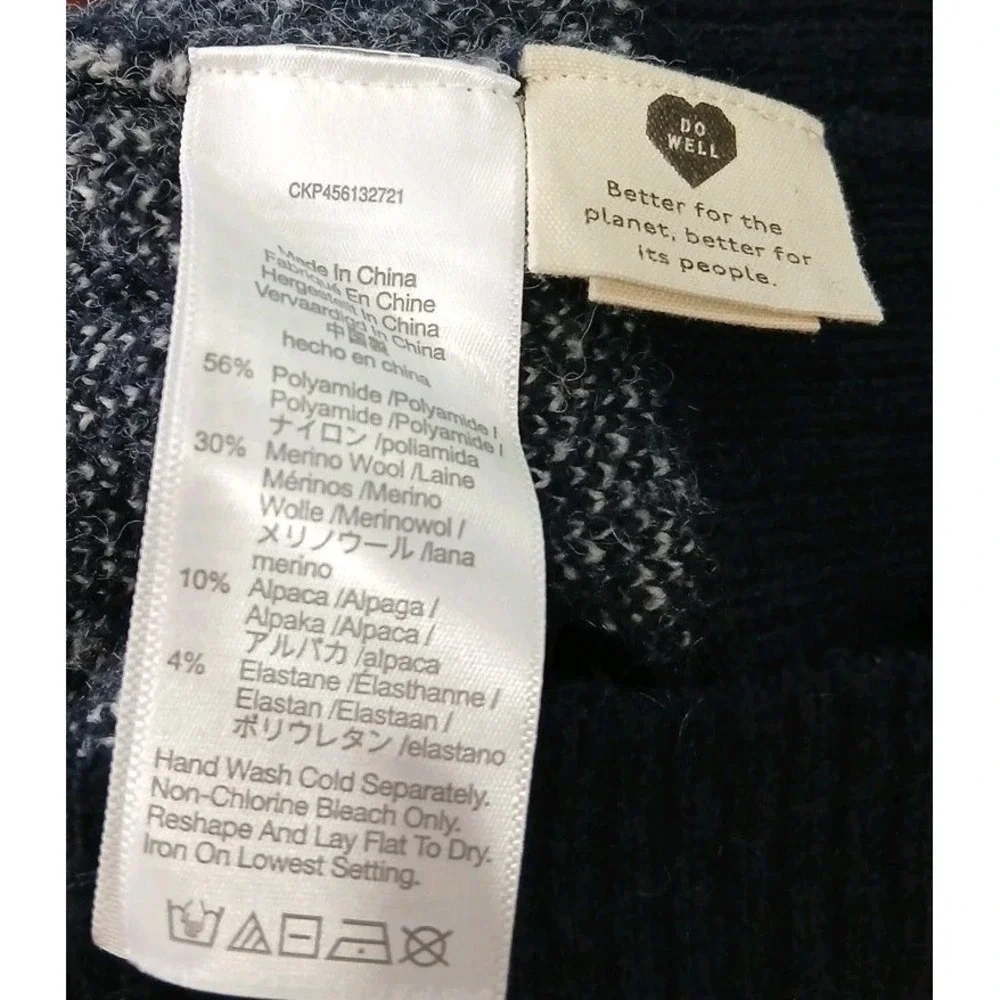 Madewell‎ Womens Navy Blue White Birds Eye Knit Button Front Cardigan Sweater XS